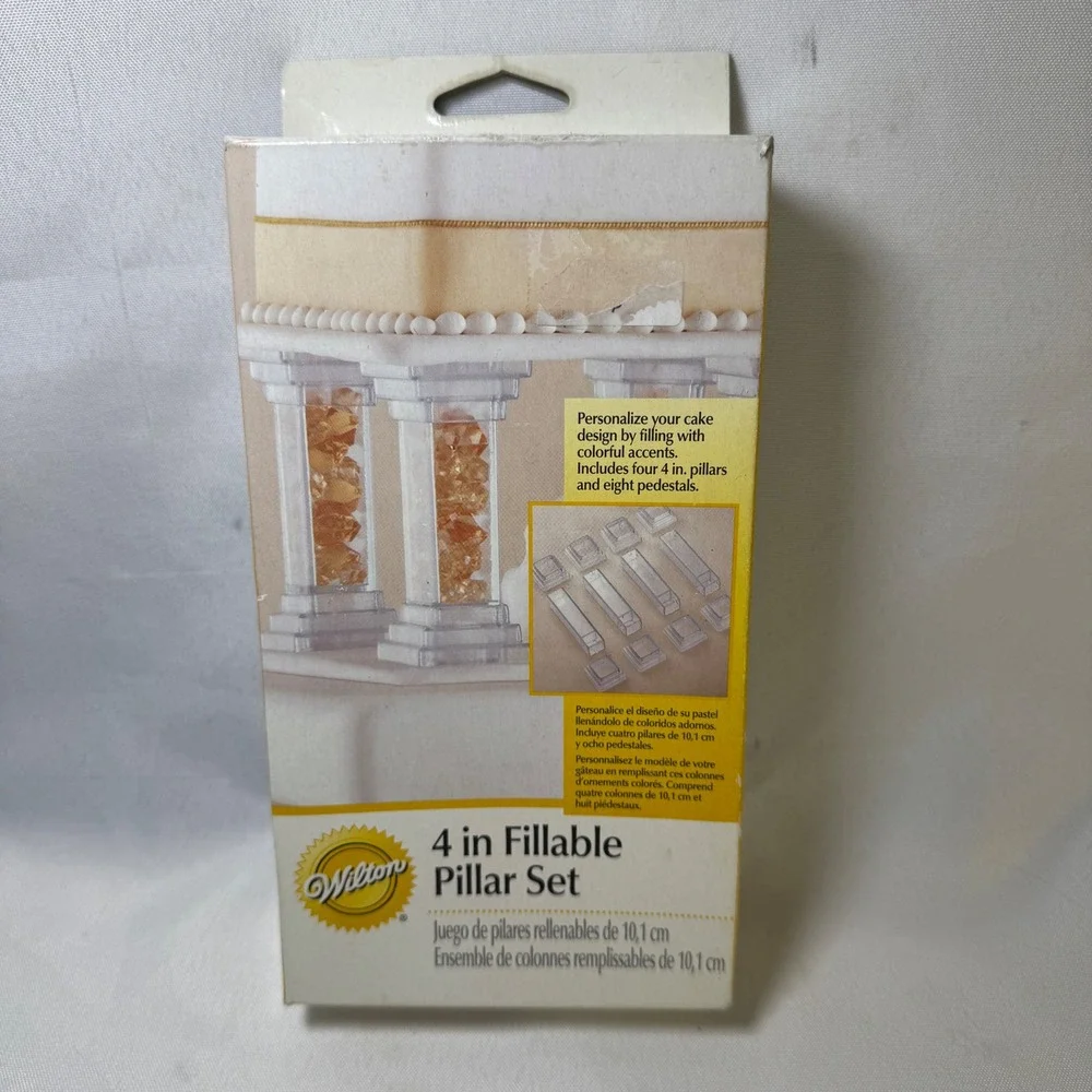 Wilton 4 in Fillable Pillar Set Clear Cake Separators 12 Piece‎ Kit 303-801